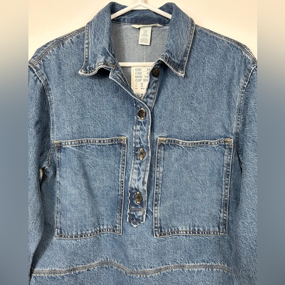 H&M Denim Tunic Jacket, XS, NWT, oversized & unique style Classic Streetwear - Picture 3 of 7